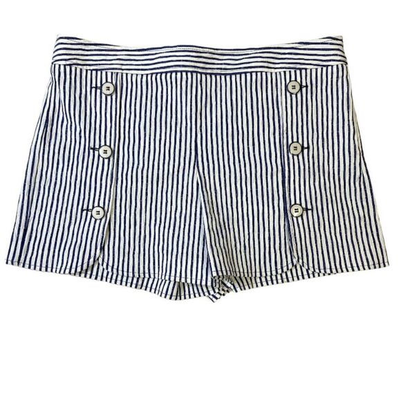 Trina Turk Stripe Shorts Size 12 Navy White Nautical Sailor Beach - Picture 1 of 11